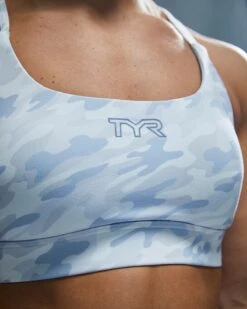TYR Base Kinetic™ Women's High Neck Sports Bra - Whiteout Camo -TYR Sales Store FGDSWC3A 100 alt07