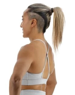 TYR Base Kinetic™ Women's High Neck Big Logo Sports Bra - Heather -TYR Sales Store FGHSHL3A 254 alt04