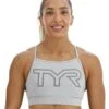 TYR Base Kinetic™ Women's High Neck Big Logo Sports Bra - Heather -TYR Sales Store FGHSHL3A 254 main01