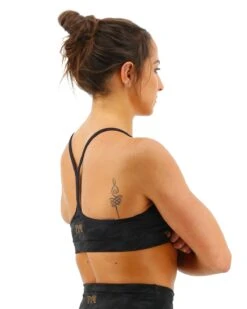 TYR Base Kinetic™ Women's V-Neck Sports Bra - Blackout Camo -TYR Sales Store FGVBC3A 001 alt05