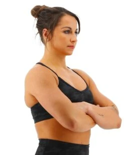 TYR Base Kinetic™ Women's V-Neck Sports Bra - Blackout Camo -TYR Sales Store FGVBC3A 001 alt06