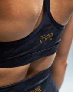 TYR Base Kinetic™ Women's V-Neck Sports Bra - Blackout Camo -TYR Sales Store FGVBC3A 001 alt09