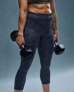 TYR Base Kinetic™ Women's High-Rise 3/4 Leggings - Blackout Camo -TYR Sales Store FTTMRB3A 001 alt09