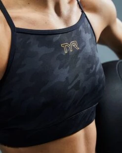 TYR Base Kinetic™ Women's High Neck Sports Bra - Blackout Camo -TYR Sales Store fghbc3a 001 alt09