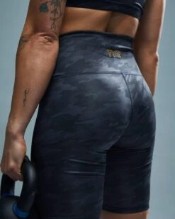 TYR Base Kinetic™ Women's High-Rise 8" Shorts - Blackout Camo -TYR Sales Store ftehsb3a 001 alt08 5