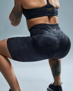 TYR Base Kinetic™ Women's High-Rise 8" Shorts - Blackout Camo -TYR Sales Store ftehsb3a 001 alt10 5