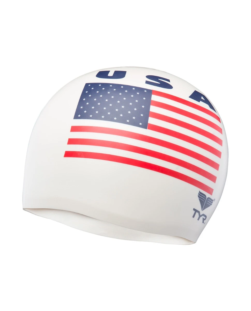 TYR Adult Silicone Swim Cap - USA 3 TYR Adult Silicone Swim Cap - USA